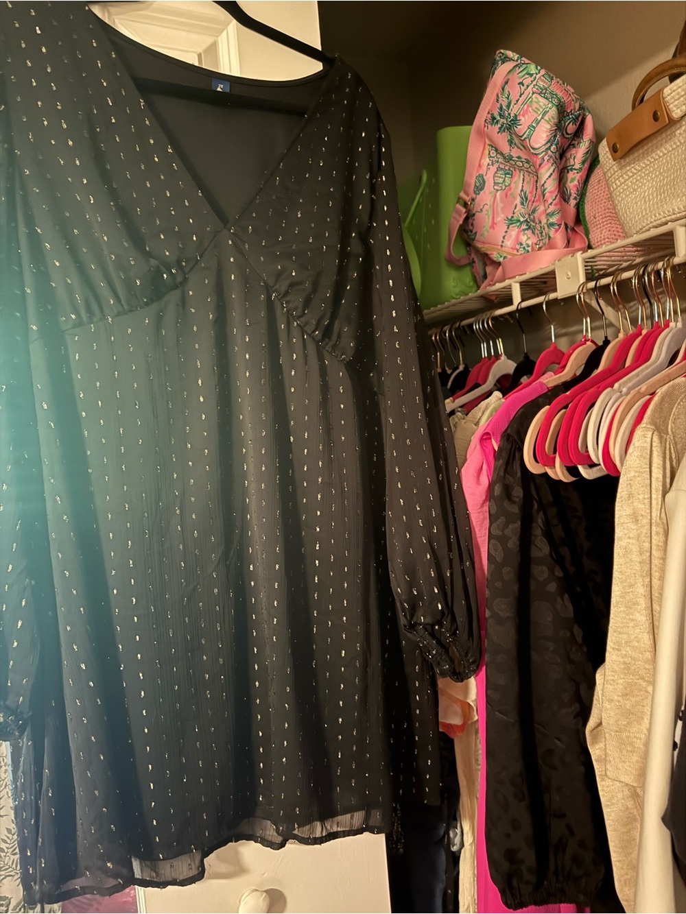 Old Navy Black Sheer Mini Dress with Silver Dot Accents